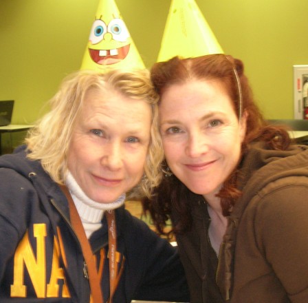Holly and me in Spongebob Squarepants birthday hats