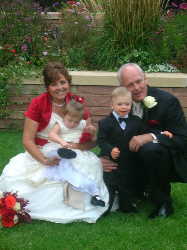 Tracy and Dave's wedding with flower girl Kendall and ring bearer Raphael
